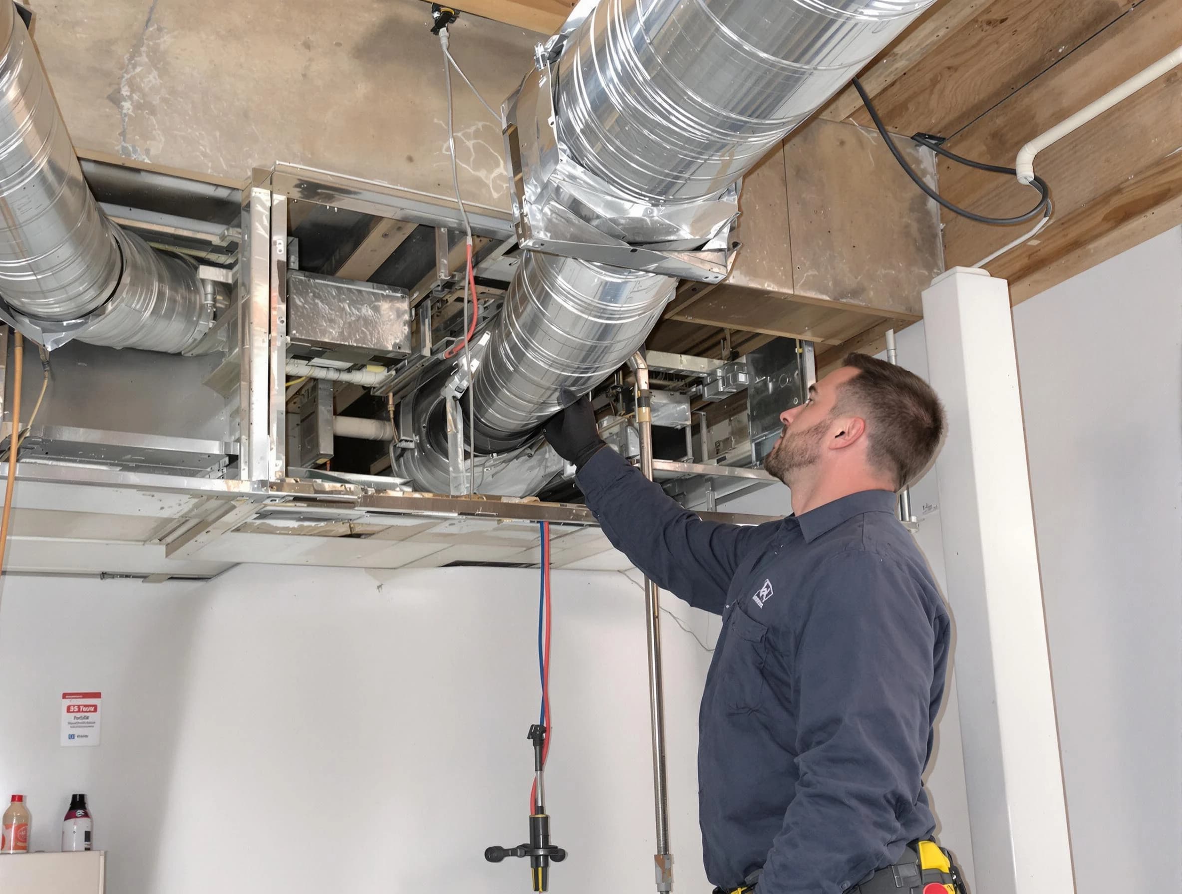 Applewood Air Duct Cleaning technician performing professional air duct repair using specialized tools in Applewood