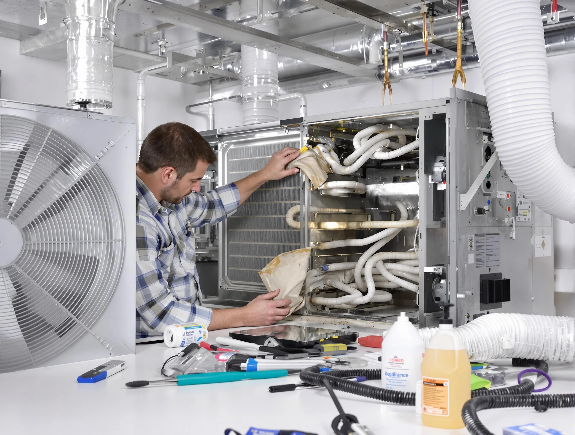 Applewood Air Duct Cleaning specialist performing precision AC coil cleaning in Applewood